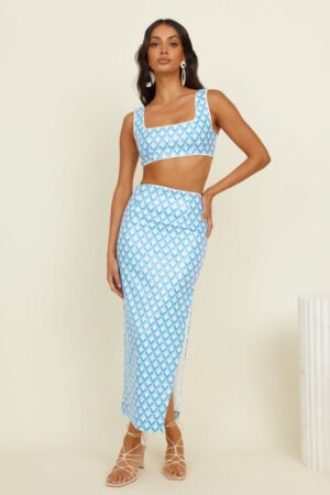 RUNAWAY THE LABEL Carla Crop Sky Geo Print