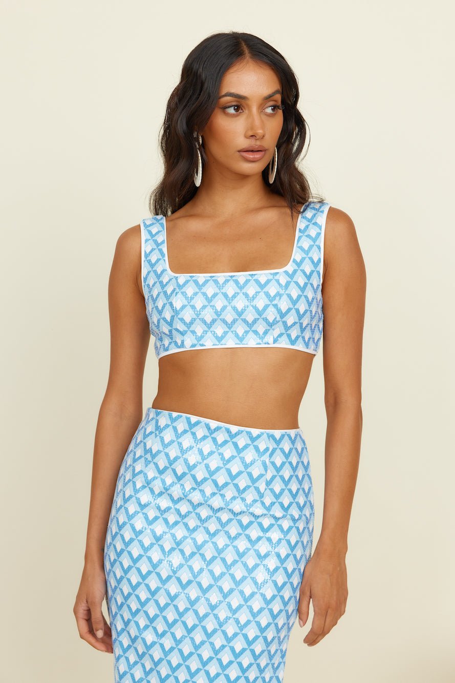 RUNAWAY THE LABEL Carla Crop Sky Geo Print - 图片 4