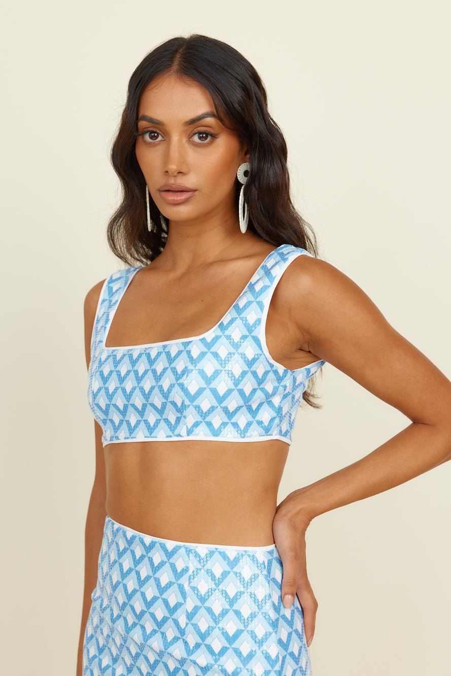 RUNAWAY THE LABEL Carla Crop Sky Geo Print - 图片 2